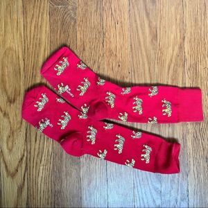 Nice Laundry Red Socks with Tiger Pattern. NWOT